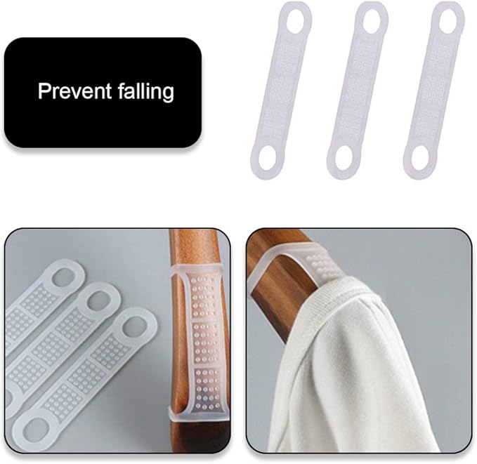 50 Pcs Clear Non-Slip Rubber Clothes Hanger Grips Transparent Strips Clothes Rack Pads for Wood Plastic Hangers Home Stores Usecs