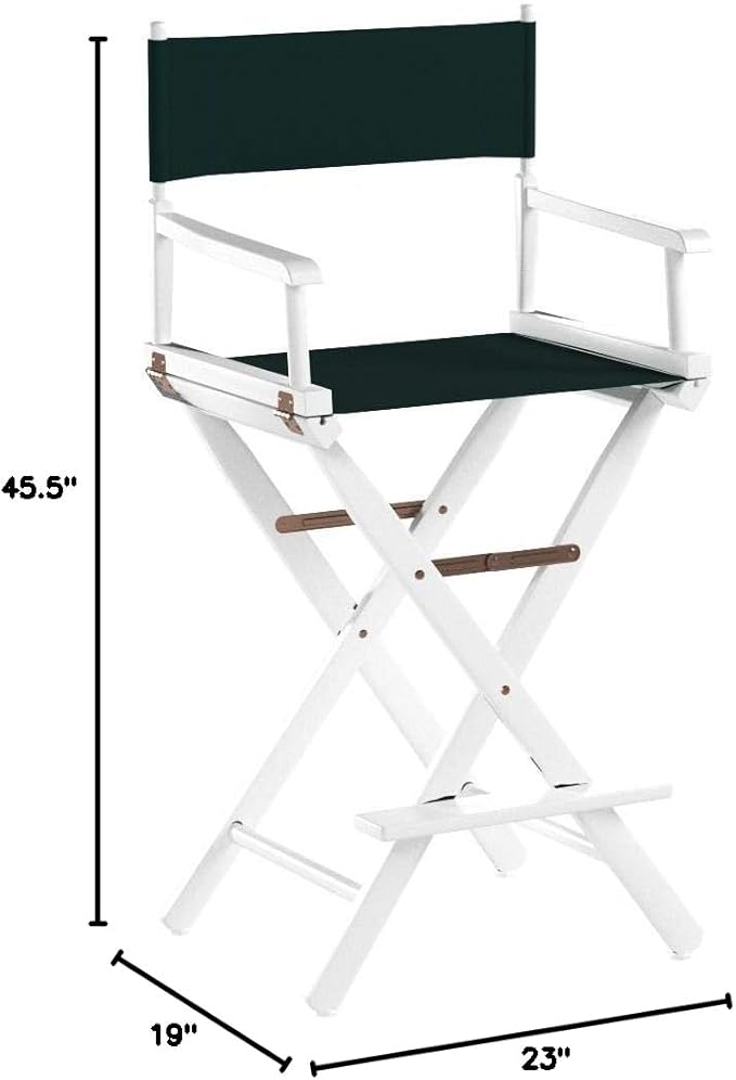 Casual Home Director's Chair ,White Frame/Hunter Green Canvas,30" - Bar Height