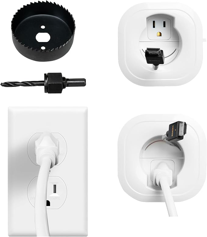 in-Wall TV Cable Management Kit - Wall Cord Hider for Mounted TV, Wide Pass-Through, Includes Installation Tools, Hides Power & Low Voltage Wires for Home Theater Gaming