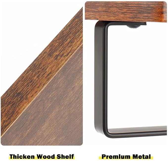 Hand Towel Holder/Towel Ring with Wooden Shelf, Hand Towel Rack, Hand Towel Hanger for Bathroom, Bath Accessories Wall Mounted, (Matte Black, 9.2"-Diamond Shaped)