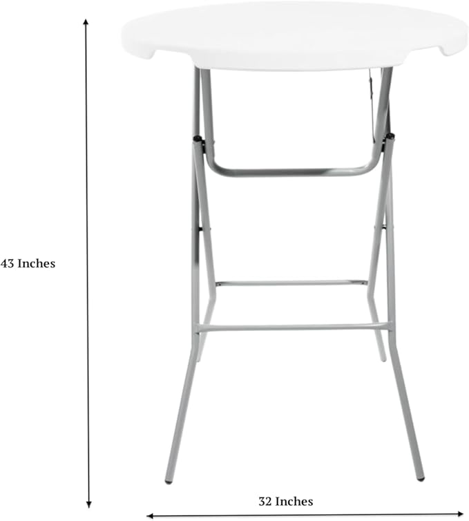 PRO&Family Commercial Round Folding Table, White Top, Powder-Coated Steel Frame, High-Impact Polyethylene Construction, Perfect for Wedding, Party, Shool, Church. (8, 32")