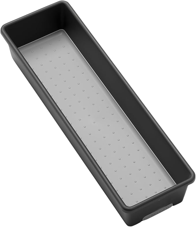 madesmart Long Storage Bin, Multipurpose Organizer for Kitchen, Bathroom & Office, Organizer for Cutlery, Peeling Tools, Spatulas, Non Slip, Soft Grip Lining, Durable, Granite