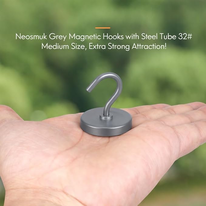 Neosmuk Magnetic Hooks, Heavy Duty 130lb+ Strong Magnet Hook for Cruise Cabins, Cruise Essentials 2026 for Hanging, Metal Wall Refrigerator Hangers (Grey, 10 Pack)