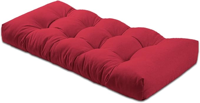 Bench Cushion 47 inches,Indoor/Outdoor Non-Slip Tufted Cushions, Premium Waterproof Linen, Soft Piano Sofa Cushions, High-Density Memory Foam(Dark Red-47x19x4in)