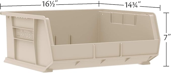 Akro-Mils 30250 AkroBins Plastic Storage Bins, Space-Saving Stackable Bins for Garage, Pantry, Craft Organization, 15" x 16" x 7", Red, 6-Pack