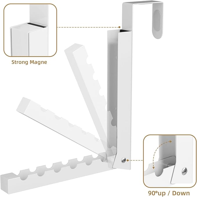 2 Pack Over The Door Hanger, Folding Over The Door Drying Rack, Over The Door Hooks, Door Hanger for Clothing, Over The Door Clothes Hanger,Portable Compact Clothes Drying Rack,White