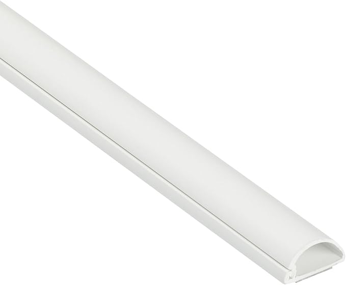 D-Line 15.7in TV Cord Hider, Patented Half Round Cable Cover, Hide Wall Mount TV Wires, Hinged One-Piece Cable Concealer, Adhesive, Decorative Raceway - 0.78in W x 0.39in H x 15.7in L - White
