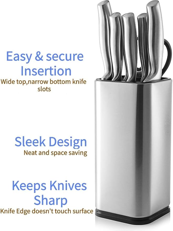 Kitchen Knife Holder,Stainless Steel Universal Knife Block Holder,Edge-Protect Knife Storage Organizer,Space-Saving Knife Storage Countertop, Slotless Knife Holder Storage for Kitchen Counter