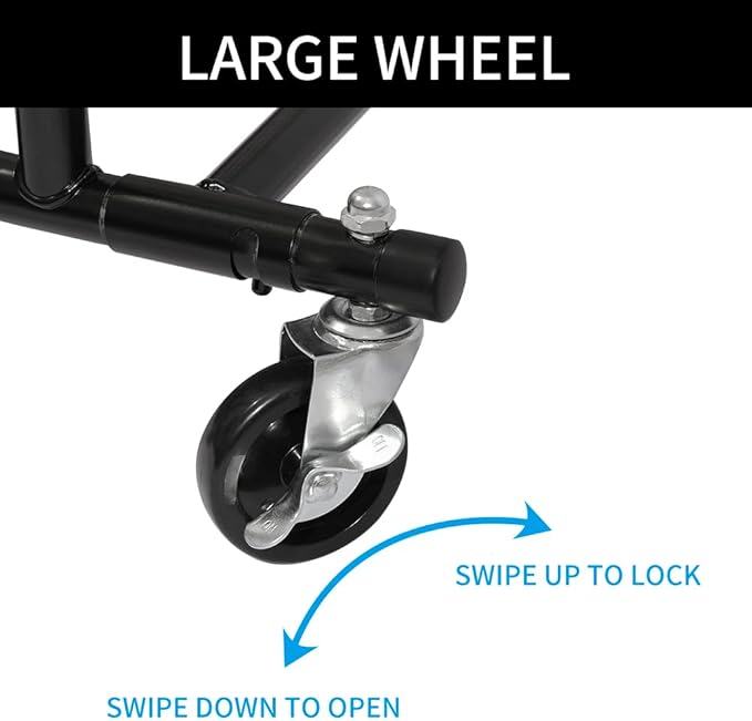 Fishat Black Heavy Duty Double Rod Garment Clothes Rack for Hanging Clothes, Rolling Organizer Commercial Metal with Lockable Wheels Mobile for Coats Dresses
