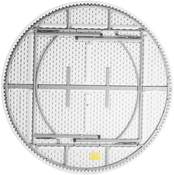 PRO&Family Commercial Round Folding Table, White Top, Powder-Coated Steel Frame, High-Impact Polyethylene Construction, Perfect for Wedding, Party, Shool, Church. (6, 72")