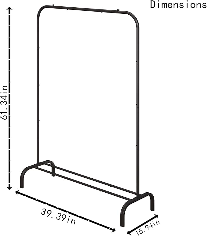 SUOERNUO Garment Rack for Hanging Clothes Rack Heavy Duty Portable with Bottom Metal Shelf Drying Coats Shirt,Black (Black)