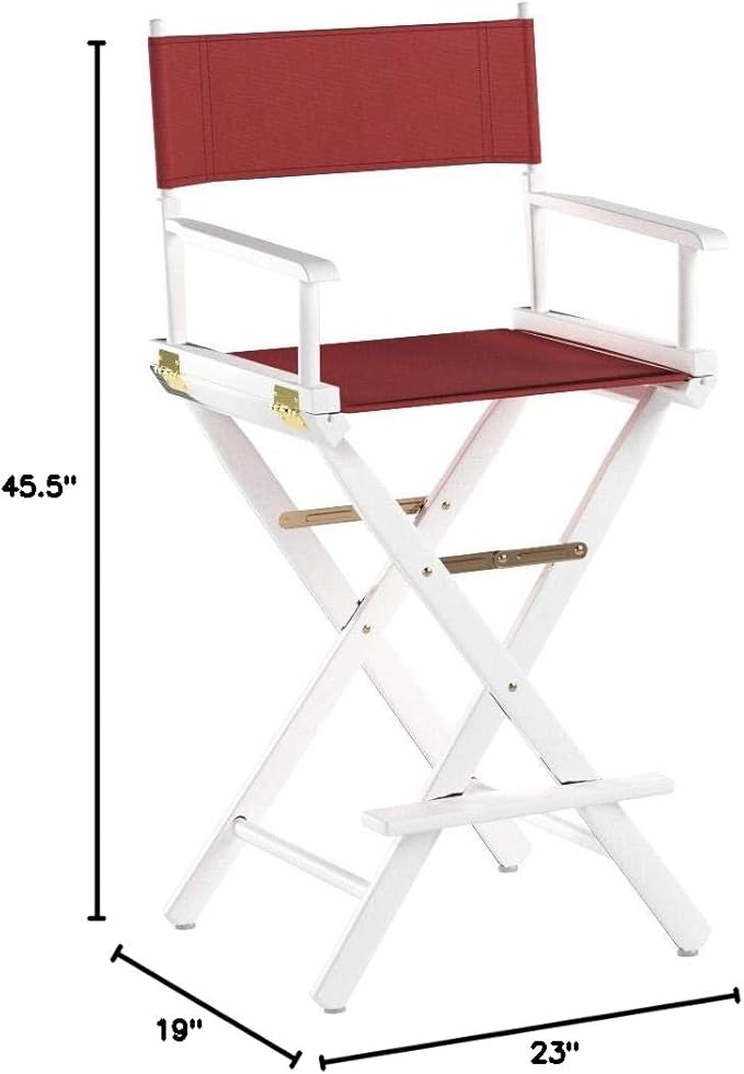 Casual Home Director's Chair ,White Frame/Burgundy Canvas,30" - Bar Height