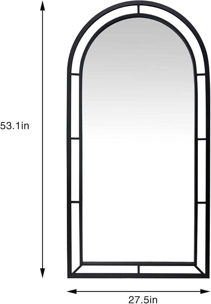 WAMIRRO 28"X53"Window Arched Black Full Length Mirror,Wall Mirror Decorative Black Window Pane Mirror Decor for Wall/Fireplace/Entryway/Hallway/Living Room/Bathroom