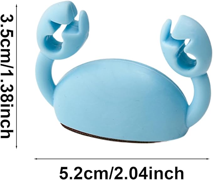 Crab-Shaped Cord Organizer - Adhesive Cable Clips for Tidying Desks and Efficient Wire Management, 4-Pack (Pink, Blue, White, Orange)