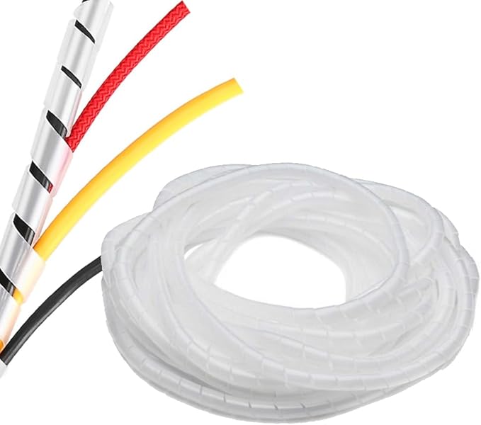 Spiral Cable Wrap - 25 Ft 3/8" Spiral Wire Wrap Cord Covers Bundle Sleeve Hose for Computer Electrical Wire Organizer-White (3/8 Inch-25Ft)