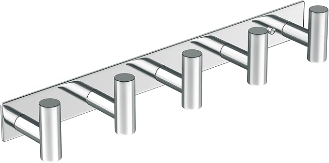 Wall Mounted Coat Rack-5 Hooks, Heavy Duty Stainless Steel Wall Hooks for Towel Coat Bag, Hat Rack Hanger Coat Hooks Towel Racks for Bathroom Entryway Kitchen Hotel (Glossy Chrome, 1 Pack)