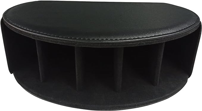 Leather Remote Control Holder with 5 Compartments TV Remote Caddy Storage Box/Tray,Desktop Organizer Store Controller,Glasses,Brush,Media Player,Pen,Space Saver for Bedside Table/Office Desk(Black)