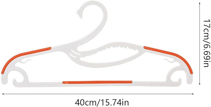 10-Pack Non-Slip Plastic Hangers, Space-Saving, Anti-Marking, Windproof Small Hook, Ideal for Wet & Dry Clothes, Slim Design, Gray/Orange, Strong Shoulders, Multi-Function Household Hangers