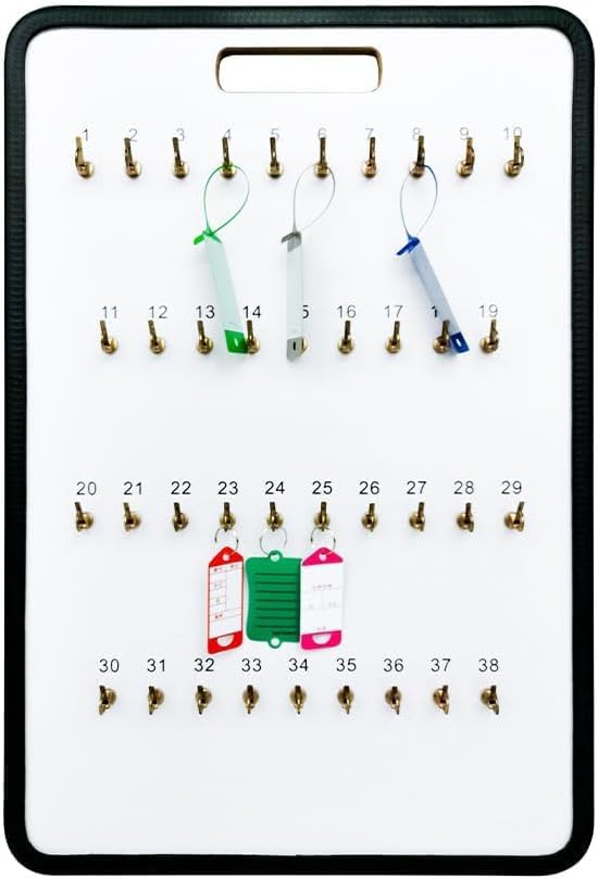 MICRO TEC Masonite Key Holder Wall Mount with 75 Spring Lock Hooks, 24" x 31-3/4" Large Commercial Key Organizer Board for Dealership, Garage, Office, Fleet & Automotive Key Storage - Pack of 1