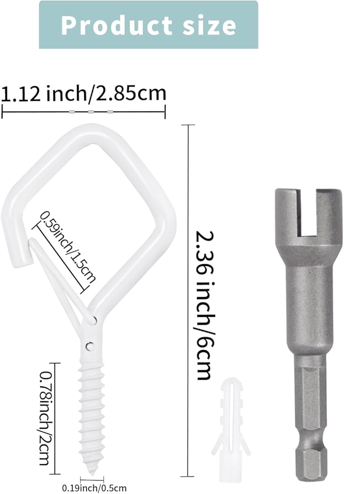 100 PCS White Eye Screw Hooks for Hanging Heavy Duty with Safety Buckle.Metal Ceiling Hooks for Hanging Plants Cup Wind Chime Bird Feeders Patio Lights At Indoor&Outdoor