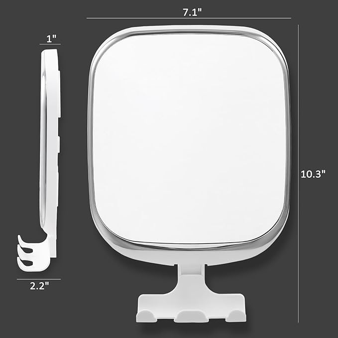TAILI Shower Mirror Fogless for Shaving, Anti Fog Shaving Mirror with Razor Holder NO-Drilling,Removable,Shatterproof & Waterproof,Wall Mounted Bathroom Accessories with Powerful Suction(White)