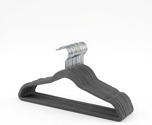 50-Pack Velvet Hangers – Heavy Duty, Non-Slip Clothes Hangers with Chrome Hooks | Slim & Space-Saving Design for Coats, Suits & Plus Size Tops (Grey)