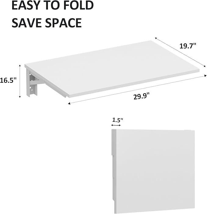 Need Small Fold Down Table Wall Mounted Heavy Duty Small Folding Wall Table Length 30 inches Width 20 inches Perfect Addition to Laundry Room/Home Bar/Kitchen & Dining Room AC15DW(7650)