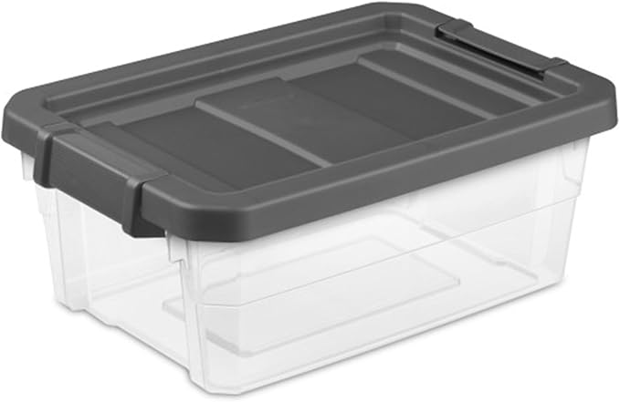 Sterilite 12-Pack Modular Stacker Box, Durable Clear Plastic Storage Bins with Latching Lids, 16 Quart - Stackable Organizing Container Boxes for Closet, Bathroom, and Office