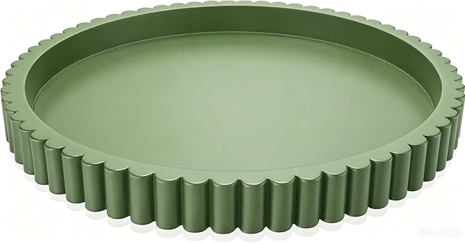 Handmade 12in Decorative Tray for Coffee Table Tray Decor, Green Wooden Decorative Round Tray for Kitchen, Living Room, Home Decor