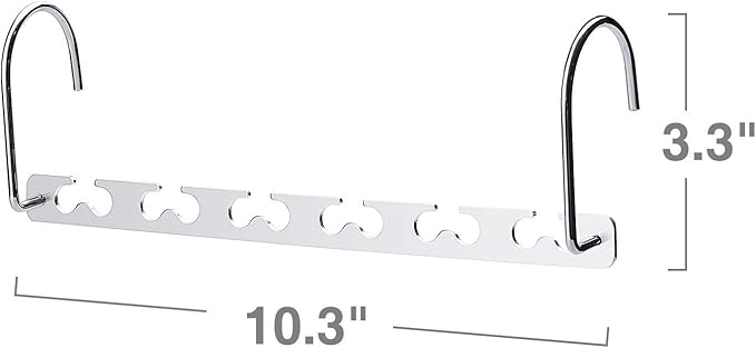 HOUSE DAY 10.5 Inch Closet Space Saving Wardrobe Clothing Magic Hangers Oragnizer Heavy Chrome Hangers, Updated Hook Design Pack of 8