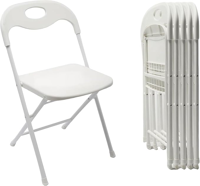 Huacan 6 Pack White Folding Chair – Portable Commercial Seat for Events, Parties, Weddings, and Home Use – Heavy Duty 150kg Capacity, Lightweight & Easy to Store