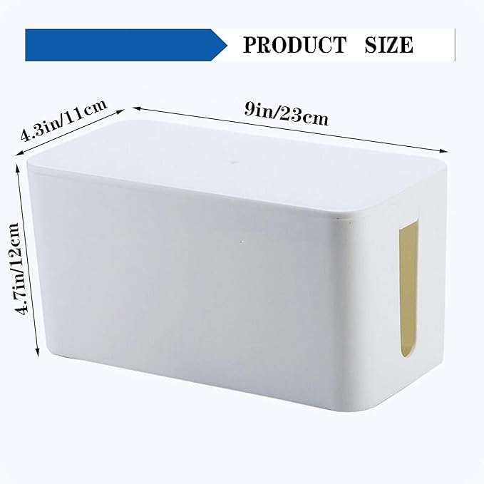 Cable Management Box Power Supply Hub Socket Storage Cable Box Wire Organizer with Cable Ties Cord Organizer Suitable for Living Room,Study and Office (White, Small)