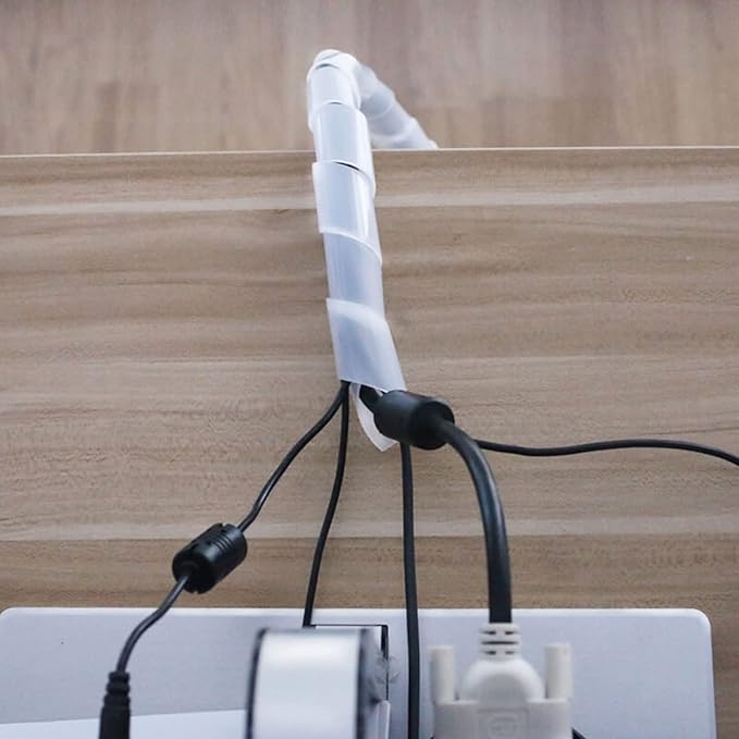 Spiral Cable Wrap - 45 Ft 1/4" Spiral Wire Wrap Cord Covers Bundle Sleeve Hose for Computer Electrical Wire Organizer-White (1/4 Inch-45Ft)