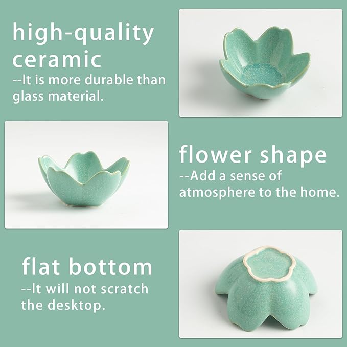 Flower Jewelry Tray Ceramic Ring Dish Jewelry Dish Small Trinket Tray Cute Ring Holder Key Bowl Decorative Plate Gifts For Mom/Sister/Friend, Birthday/Mother's Day/Christmas Gift (dark green)