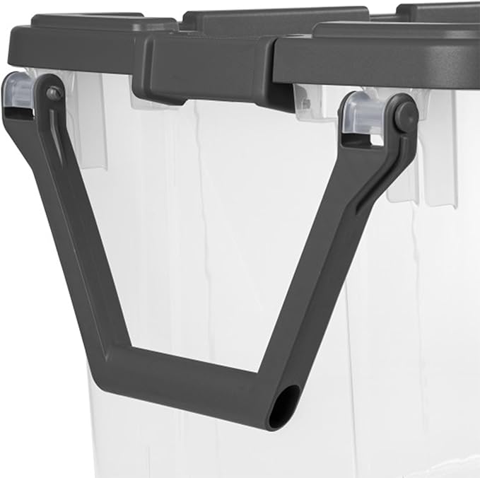 Sterilite 8-Pack Modular Stacker Box, Durable Clear Plastic Storage Bins with Latching Lids, 40 Quart - Stackable Organizing Container Boxes for Closet, Bathroom, and Office