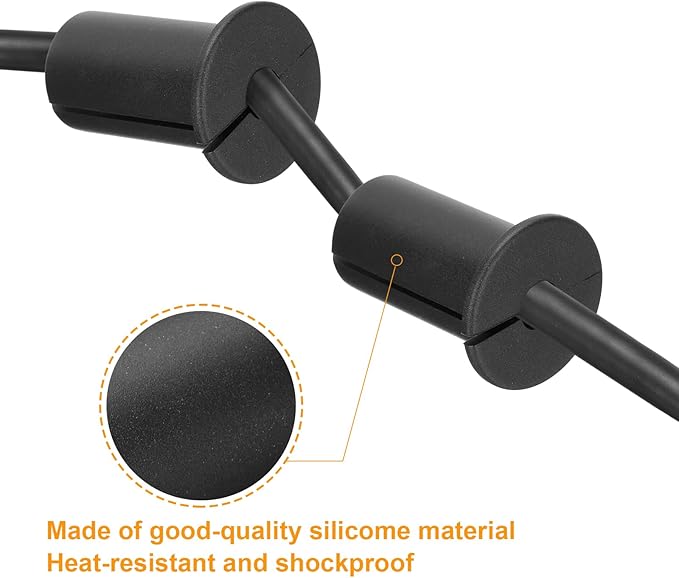 uxcell 2Pcs Wall Grommets for Cables 3/4 Inch Silicone Cable Wall Bushing Feed Through Cable Routing Kit Accessories Wall Cable Pass Through for Ethernet with 7mm Hole, Black