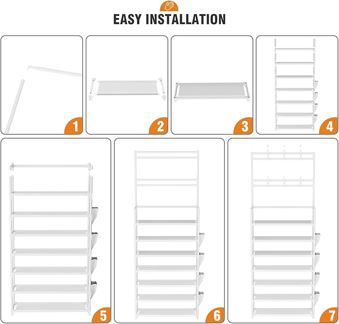 OYREL Shoe Rack 7 Tier Shoe Organizer Storage 21-28 Pairs Closet Shoes Rack for Front Door Entrance Shoe Rack Organizer with Hooks Side Pocket Entryway Large Capacity Shoe Shelf Tower Garage