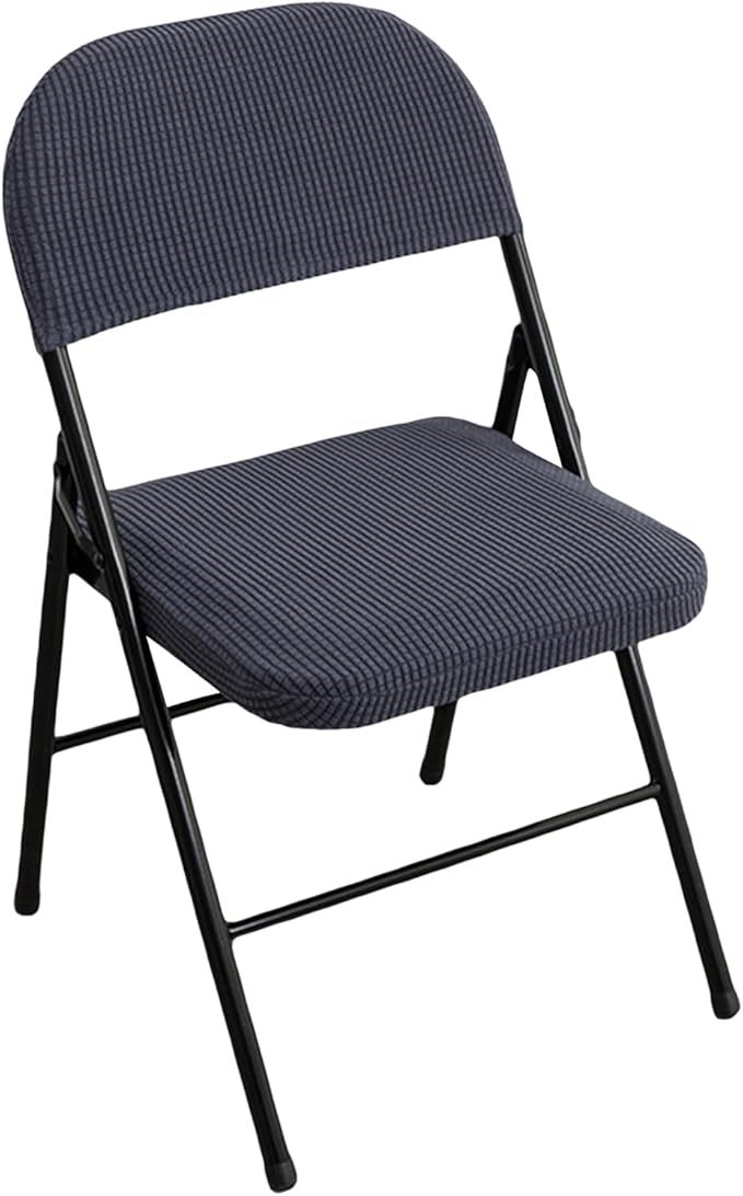 Dust-Proof Folding Chair Covers 2 Piece Set Backrest & Seat Cushion Cover for Office Meeting，Household，Computer，Party (Gray, One Size)