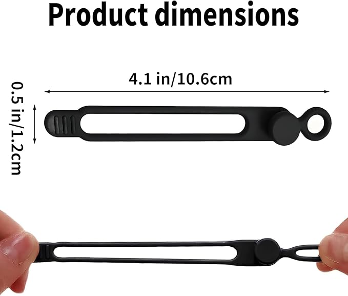 Silicone Cable Ties, 6-Pack Reusable Cord Organizers for Charger Headphone USB Cables, Elastic Wire Management Straps for Home Office Travel, Includes Keychain