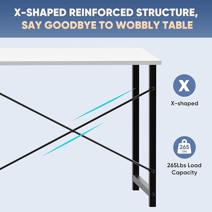 DUMOS 32 Inch Small Computer Desk for Home Office, Modern Study Work Table Simple Style for Bedroom, Writing Desks with X-Shaped ReInchforcement, Black