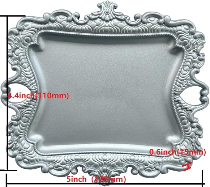 khtumeware 1 Pack Jewelry Dish Silver Jewelry Trays ideal for holding jewelry rings and small trinkets.