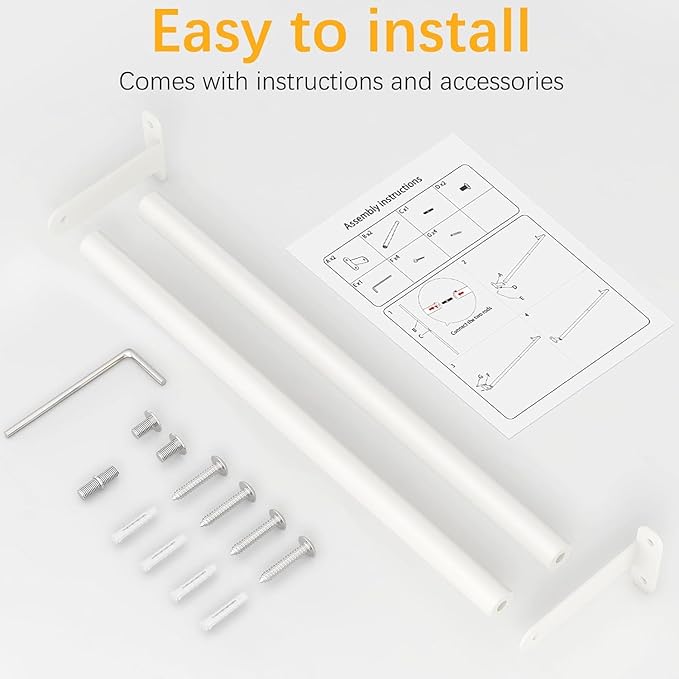 Bath Towel Racks for Bathroom, Stainless Steel 30Inch Hand Towel Bars, Bathroom Towel Holder Wall Mounted, Towel Rods, White, Easy to Install