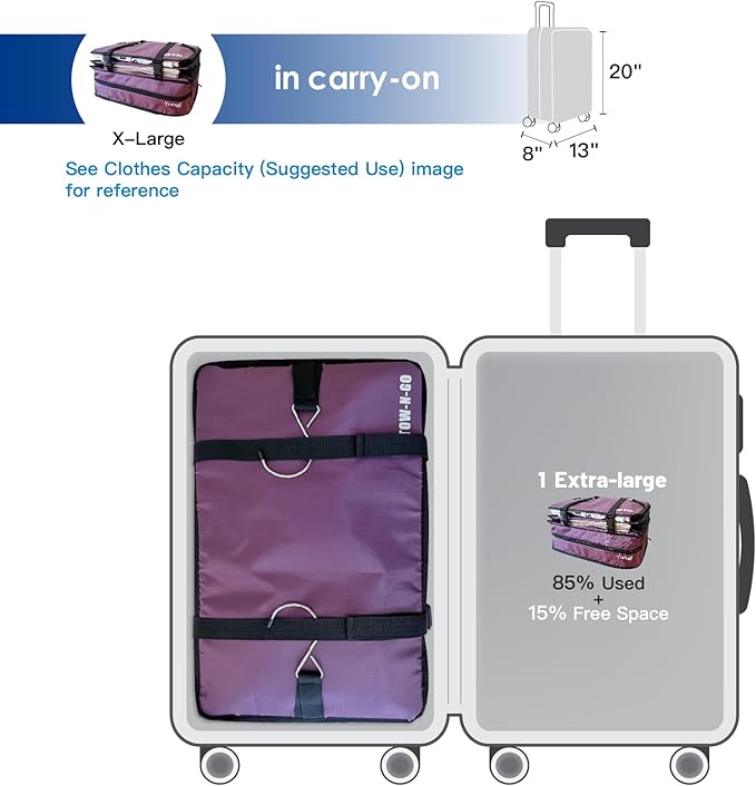 Grand Fusion Stow-N-Go Hanging Travel Shelves, Packing Organizer for Luggage. Carry on Closet for Suitcase. Expandable Packing Cube. Travel Essentials. (Burgundy, XL = (L) 17.7" x (W) 11.8")