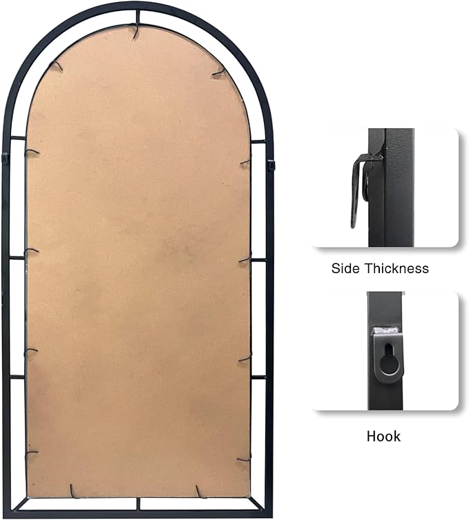 WAMIRRO 28"X53"Window Arched Black Full Length Mirror,Wall Mirror Decorative Black Window Pane Mirror Decor for Wall/Fireplace/Entryway/Hallway/Living Room/Bathroom