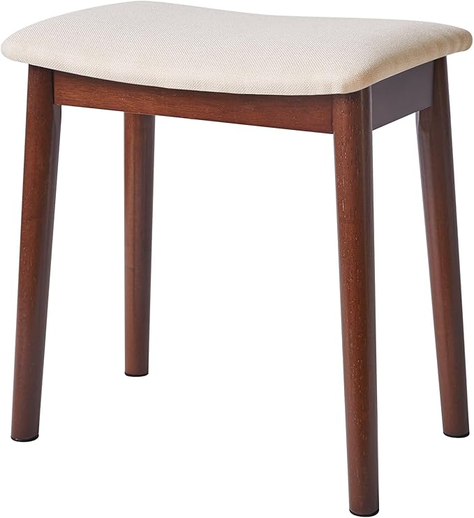 IBUYKE Vanity Stool with Saddle Cushion,Modern Foot Stool Ottoman Piano Bench,Foot Rest Stool with Solid Wood Legs, Small Upholstered Bench for Bedroom, Entryway,Beige,WBD007HM