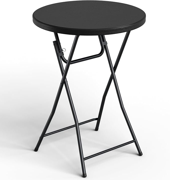 Folding Table, 32 Inch Foldable Cocktail Bar, High Top Round Folding Tables No Assembly, Portable Bistro & Commercial Furniture for Wedding, Banquet, Party, Indoor Outdoor Use