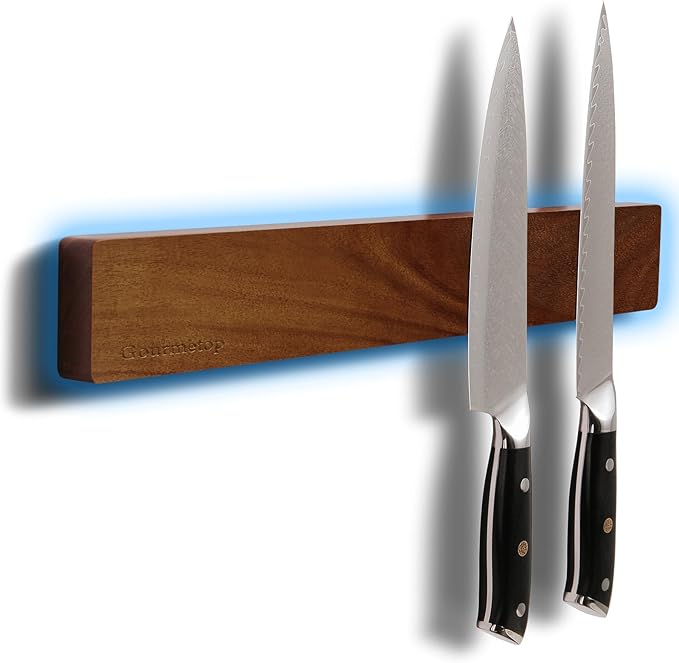 2026Updated Knife Magnetic Strip, 16” Magnetic Knife Holder for Wall, Knife Magnet, Magnetic Knife Strip, Magnetic Knife Holder for Fridge, Kitchen Essentials & Kitchen Organizer, Dark Acacia Wood