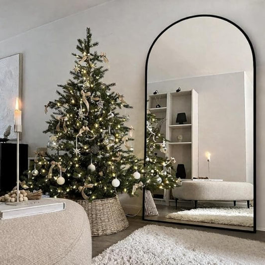76"x34"Floor Mirror Full Length,Arched Full Length Mirror with Stand,Full Body Mirror,Hanging or Large Leaning for Bedroom Living Room Black