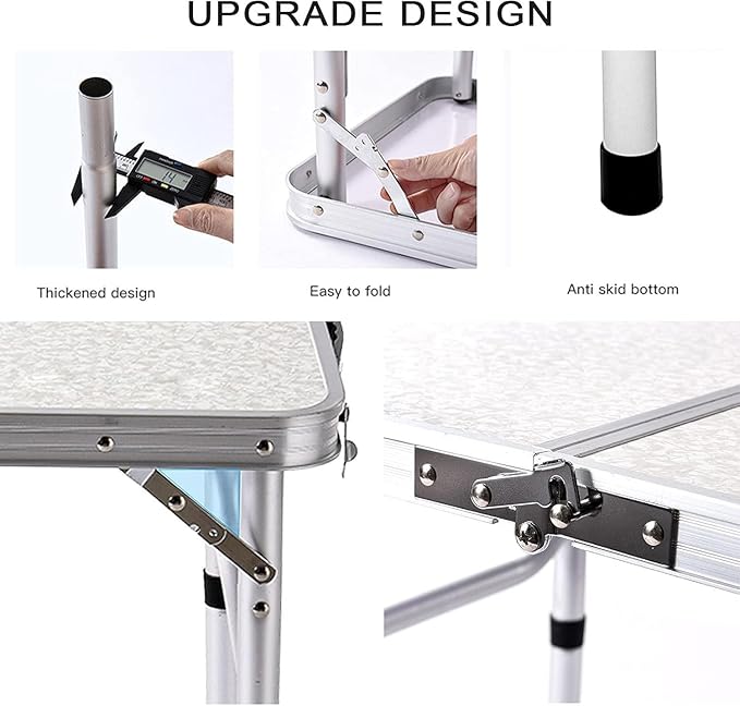 YUFIFAIRY Aluminum Camp Table, Folding Table Portable,Lightweight,Foldable with 2 Adjustable Height, Indoor Outdoor Table for Cooking, Picnic, 2 Heights, 36''L x24''W