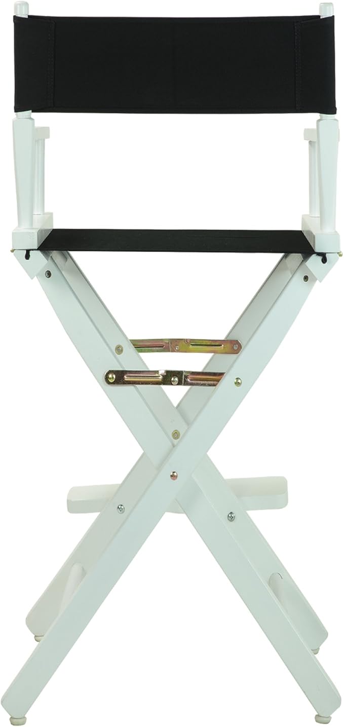 Casual Home Director's Chair ,White Frame/Black Canvas,30" - Bar Height